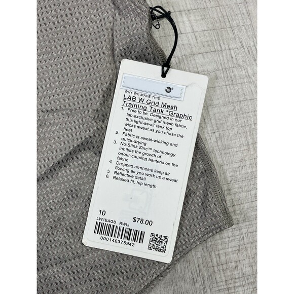 NWT Lululemon Lab Mesh Tank Top Graphic Women’s Size 10 In Raw Linen Gym I - Picture 6 of 9